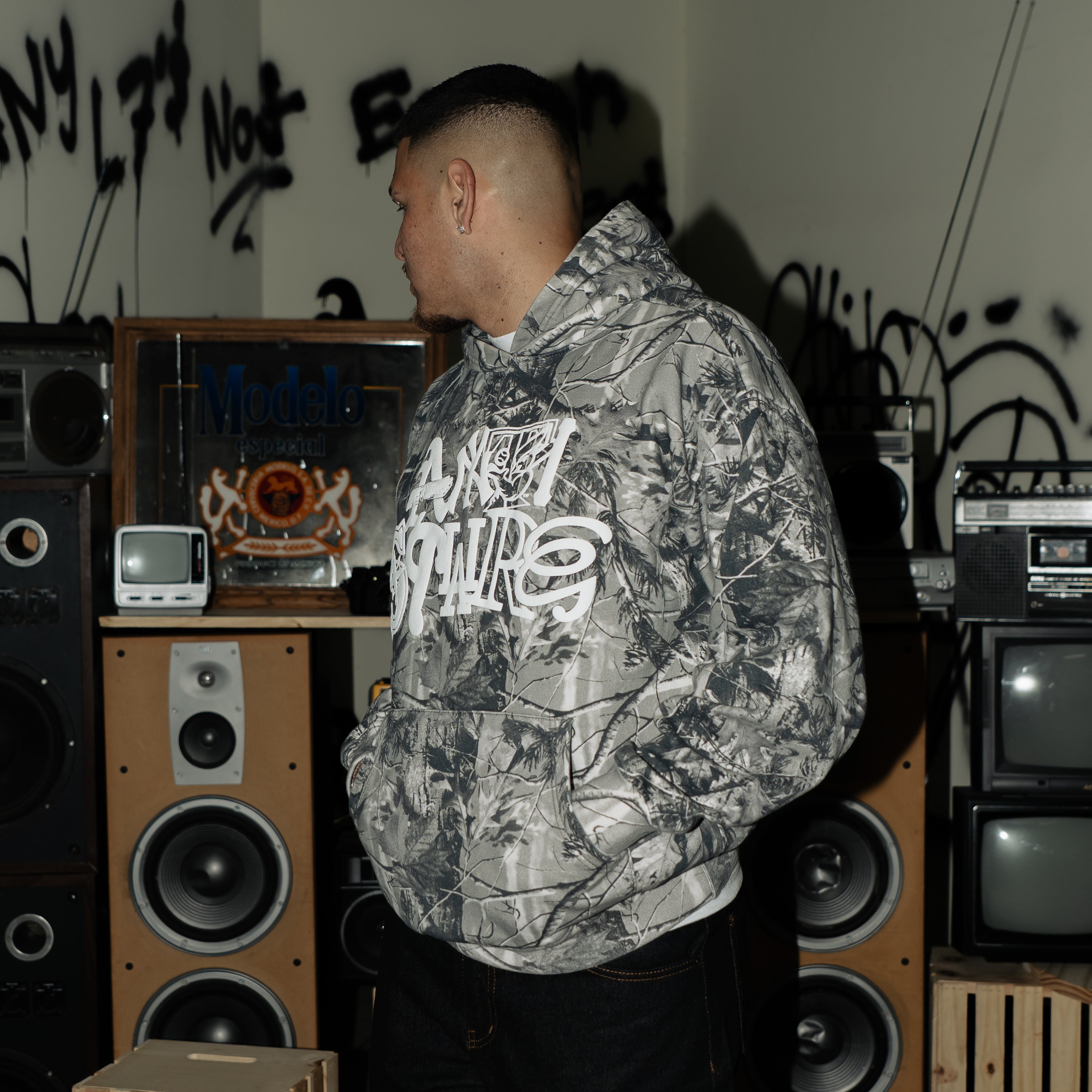 Camo Anti Square Hoodie Gray