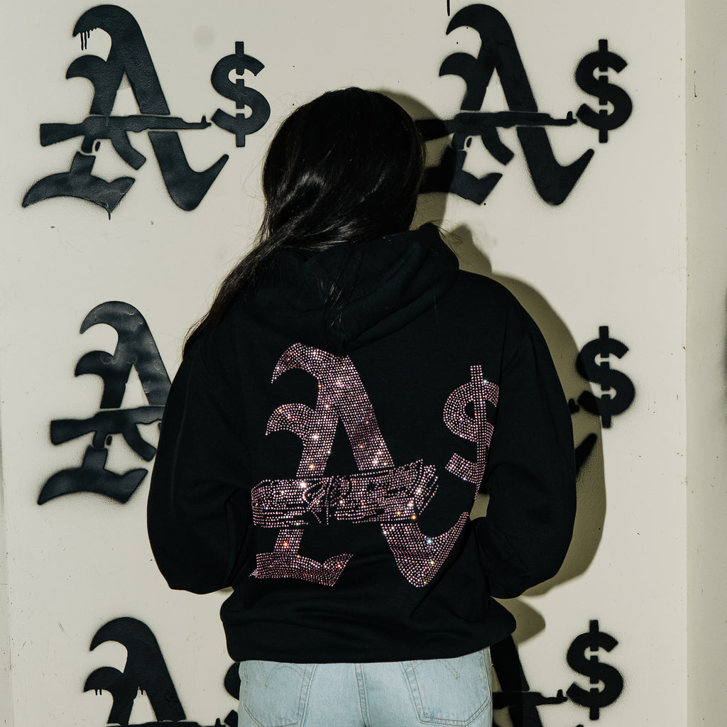 Bedazzled Anti Square Hoodie Pink