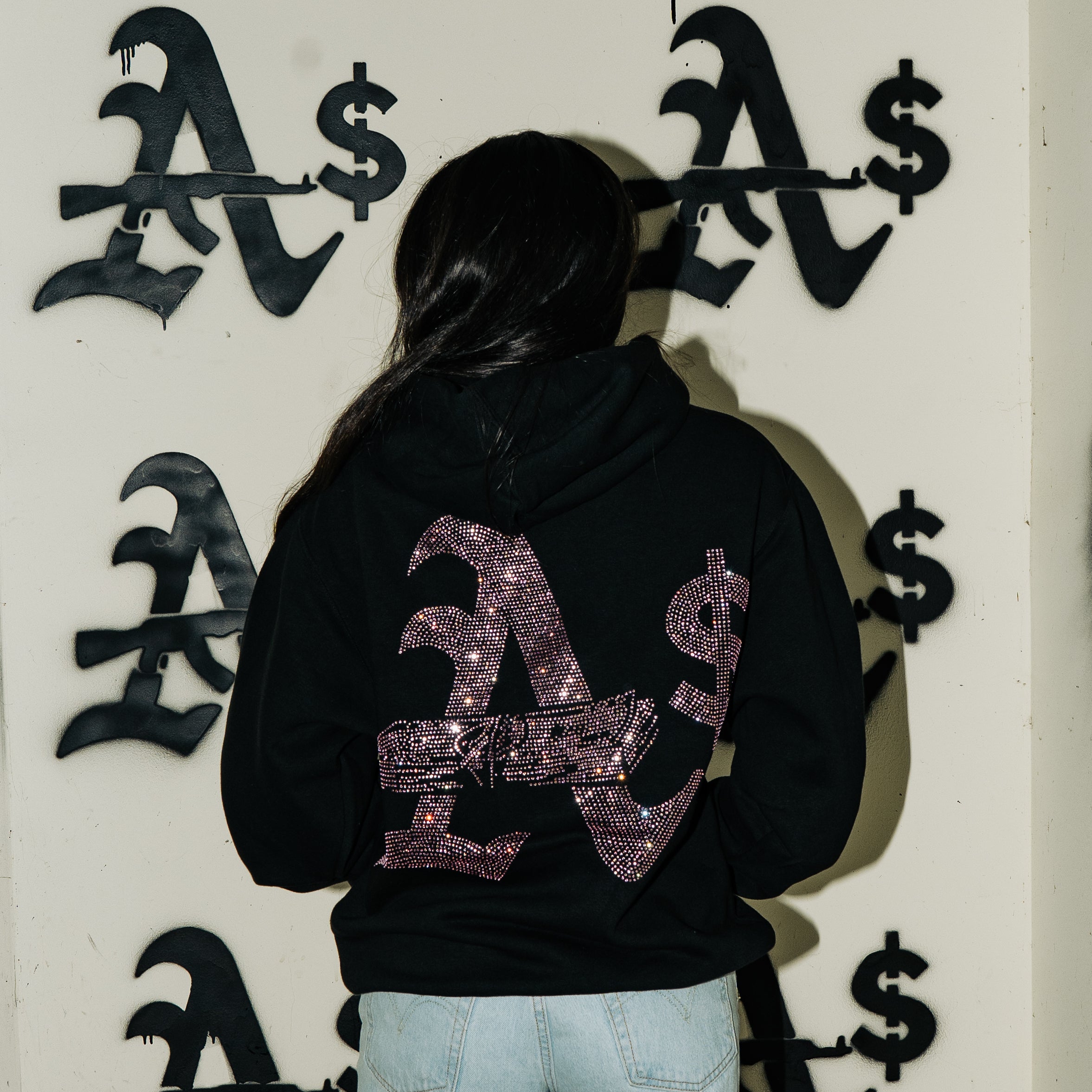 Bedazzled Anti Square Hoodie Pink