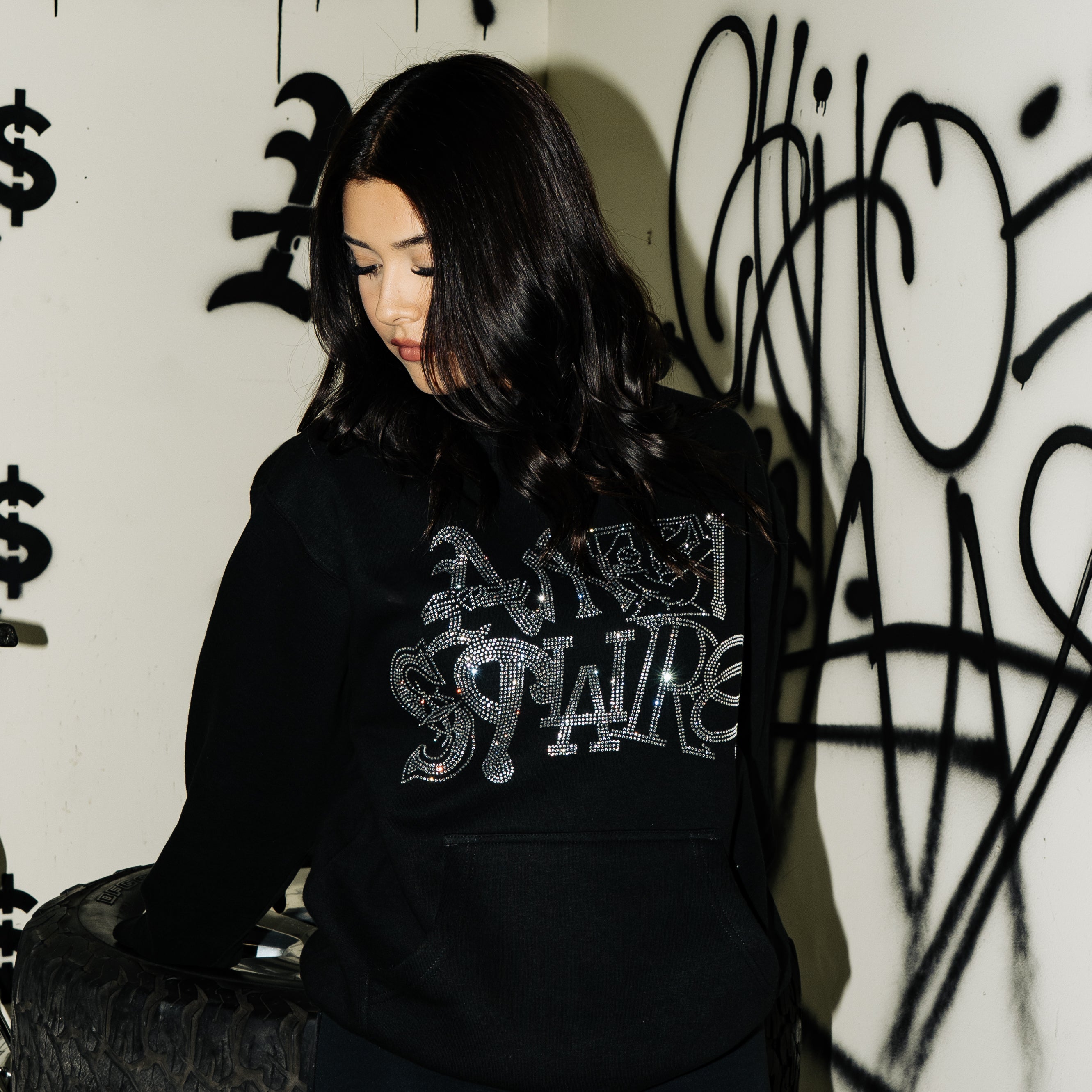 Bedazzled Anti Square Hoodie Black