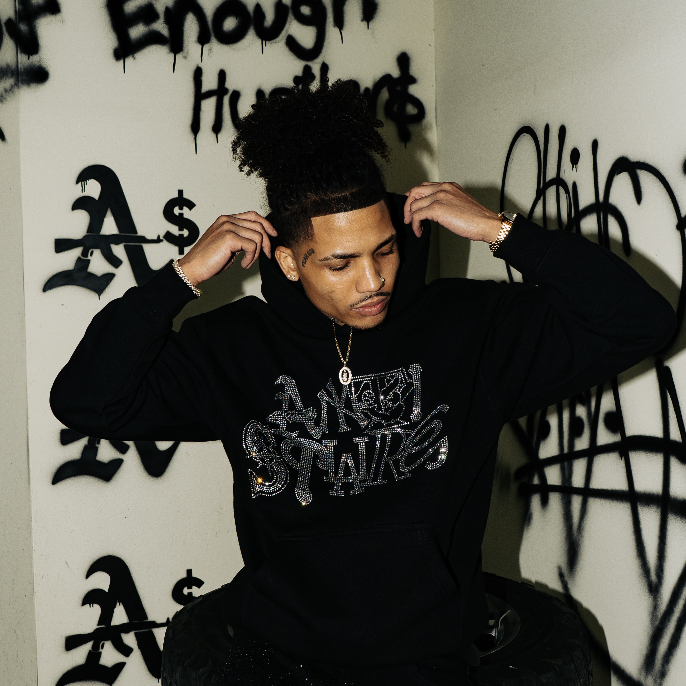 Bedazzled Anti Square Hoodie Black
